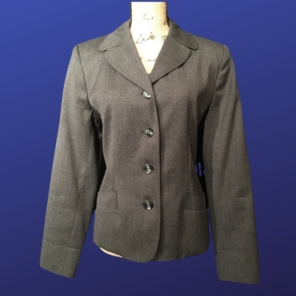 𝅺harvey BENARD by Benard Holtzman DARK GRAY Career jacket blazer, Size 10